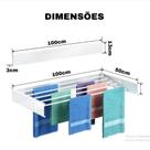 Varal De Parede Retrátil Mágico Alumínio Branco 100CM Ideal para Apartamento e lavanderias compactas.