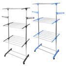 Varal De Roupa Aço Inox Dobrável Vertical Azul, Preto