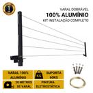 Varal de Roupa Retrátil Reforçado 60Kg Parede/Muro com Kit Instalação Completo