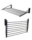 Varal De Roupas de Parede Retratil 9 Varetas Aluminio Dobravel 80cm