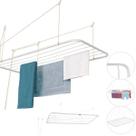 Varal de Teto Aço Branco 90cm x 56cm 13kg Resistente Com Kit Instalação Reforçado Maxeb