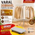Varal Dobrável Portátil De Chão Redondo Pratico 360 Com 16 Hastes em Aço Inox e Pvc + Tabua de Roup