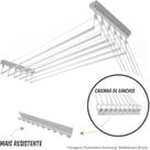 Varal Individual De Teto 180cm x 12 Varetas - Em Alumínio Branco