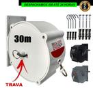 Varal Recolhivel Retratil Automatico Parede 30m Nylon De Parede Seca Fácil Trevisan Secalux