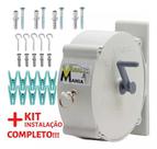 Varal Recolhível Retrátil De Parede 30m Branco Seca Fácil VM Varal Recolhível Retrátil De Parede 30m Branco Seca Fácil VM