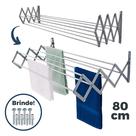 Varal Roupa Parede Sanfonado Alumínio Retrátil Grande Dobrável Recolhível Reforçado Apartamento 80cm Varal Roupa Parede Sanfonado Alumínio Retrátil Grande Dobrável Recolhível Reforçado Apartamento 80cm