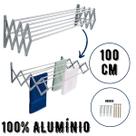 Varal Sanfonado De Parede Retrátil Grande 100cm Alumínio - Alumínio