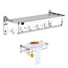 Varal Toalheiro Duplo Inox Prateleira Roupa Toalha Utensilios Banheiro Lavanderia Gancho Multiuso Casa Pousada Suporte Organizaçao