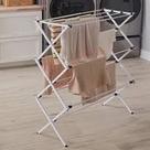 Varal Vertical de Chão Retrátil Dobrável Branco para Secar Roupas