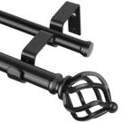 Varão de cortina KAMANINA Double 168 a 305 cm preto com acabamentos torcidos