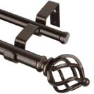 Varão de cortina KAMANINA Double 182-365 cm em bronze antigo com acabamentos