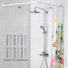 Varão Provador arco L 100x100 Cortina Banheiro Box Tubo Curvo De Aço Em L - Branco