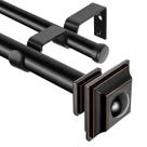 Vareta de cortina KAMANINA de 1 polegada dupla 90-180 cm preta com acabamentos Vareta de cortina KAMANINA de 1 polegada dupla 90-180 cm preta com acabamentos