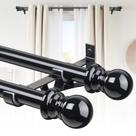 Varetas de cortina duplas CALCHELE Heavy Duty 28-60 polegadas pretas Varetas de cortina duplas CALCHELE Heavy Duty 28-60 polegadas pretas