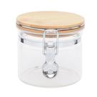 Vasilha Vidro com Tampa Bambu Incolor Marrom 9,5cm - Cromus