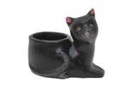 Vasinho Cachepot Gato Deitado Cor Preto Suculenta