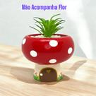 Vasinho Casinha De Cogumelo De Ceramica Para Suculenta VERMELHO