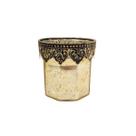 Vasinho Castiçal Dourado 10X9Cm Porta Vela Vaso Decoração