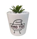 Vasinho Flork Conico de Ceramica para suculenta Frase Amo Tu - Decore Casa