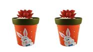 Vasinho Vaso Cachepot Coelho da Pascoa 2 peças de Ceramica para enfeite decoração mesa de festa
