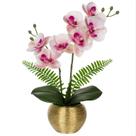 Vaso artificial de orquídea Briful de 33 cm em ouro rosa e branco