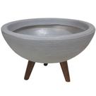 Vaso Bacia Com Tripé De Madeira 30cm Para Plantas E Flores