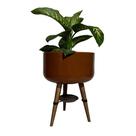 Vaso Bacia Plantas de Polietileno com Tripé Madeira 39x21cm Vaso Bacia Plantas de Polietileno com Tripé Madeira 39x21cm