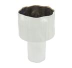 Vaso Base Estreita Boca Ceramica Branca Interior Cobre Luxo