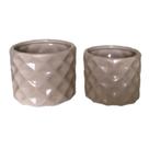 Vaso cachepo dupla em cerâmica nude brilho G 9x11,5cm P 8x9,5cm