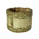 Vaso Cachepo Madeira C/ Palha Taboa Cesto Trançado 14x19x19 Redondo Artesanal