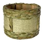 Vaso Cachepot 14x19x19 De Madeira Revestido C/ Palha Taboa