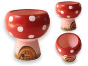 Vaso cachepot cogumelinho p/jardim em cerâmica pintado a mão