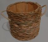 vaso cachepot com alça trama em taboa decoração