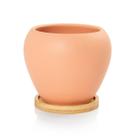 Vaso Cachepot com Prato de Bambu Laranja Fosco Doha Pozzani Vaso Cachepot com Prato de Bambu Laranja Fosco Doha Pozzani
