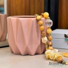 Vaso Cachepot de Cerâmica Rose Gold Rosê Geométrico Losango