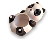 Vaso cachepot ursinho panda em cerâmica pintado a mão