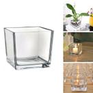 Vaso Castiçal De Vidro Quadrado Para Vela Decorativo 70ml