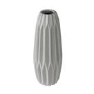 Vaso Ceramica 41x13cm Nobre Cinza Relevo Vertical Luxo