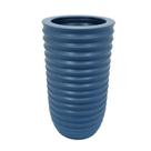 Vaso Ceramica Azul Maior Relevos Horizontais Fino Design Vaso Ceramica Azul Maior Relevos Horizontais Fino Design