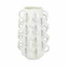 Vaso Cerâmica Bege Decorativo Relevos Alças Lindos Detalhes