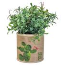 Vaso Cerâmica Bege Estampa Estilo Madeira Arranjo Folhagem Vaso Cerâmica Bege Estampa Estilo Madeira Arranjo Folhagem