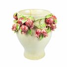 Vaso Cerâmica Bege Grande Frutas Vermelhas Relevo Vaso Cerâmica Bege Grande Frutas Vermelhas Relevo