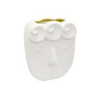 Vaso Ceramica Branca Face Contemporaneo Luxo