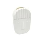 Vaso Ceramica Branca Face Relevo Contemporaneo Luxo