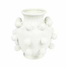 Vaso Cerâmica Branco Clássico Esferas em Relevo Alto Design