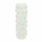 Vaso Cerâmica Branco Comprido Redondo Relevos Circulares