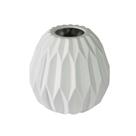 Vaso Ceramica Branco Medio Relevo Geometrico Vertical Luxo
