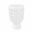 Vaso Cerâmica Branco Relevos Menor Rico em Detalhes Abstrato