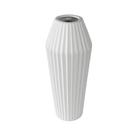 Vaso Ceramica Branco Todo Ondulado Vertical Fino Design Luxo