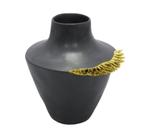 Vaso Ceramica Cinza Tradicional Sofisticado Dourado Luxo Vaso Ceramica Cinza Tradicional Sofisticado Dourado Luxo